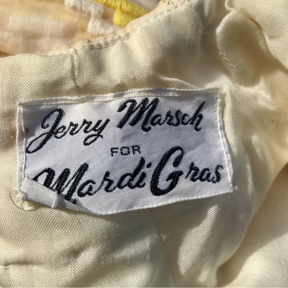 Vintage 60s Embroidered Jerry Marsch Yellow Chiffon Maxi Dress - Picture 15 of 15